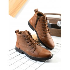 TSF FORMAL LACE UP BOOT WITH ZIP (TAN)